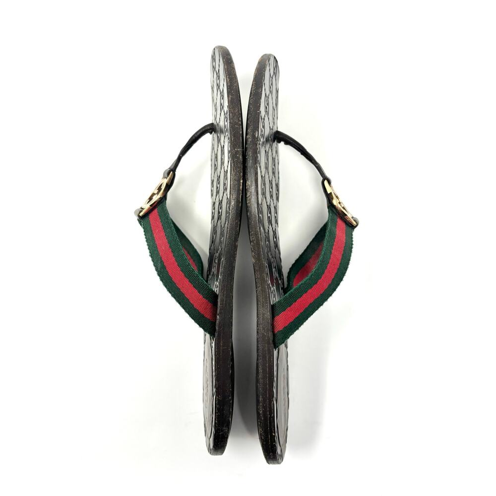 Gucci Inerlocking GG Web Stripe Thong Flat Sandal Slides EU 38.5 - Picture 4 of 7